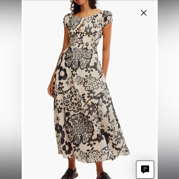 NWT Free People Ultraviolet Floral Black and White Maxi Dress - Picture 3 of 7